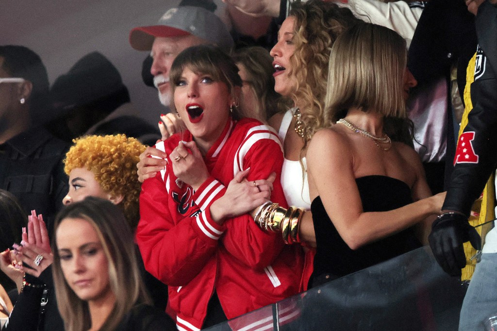 Taylor Swift celebrates  after the Chiefs beat the 49ers in Super Bowl 2024 at Allegiant Stadium in Las Vegas, Nevada, February 11, 2024. 