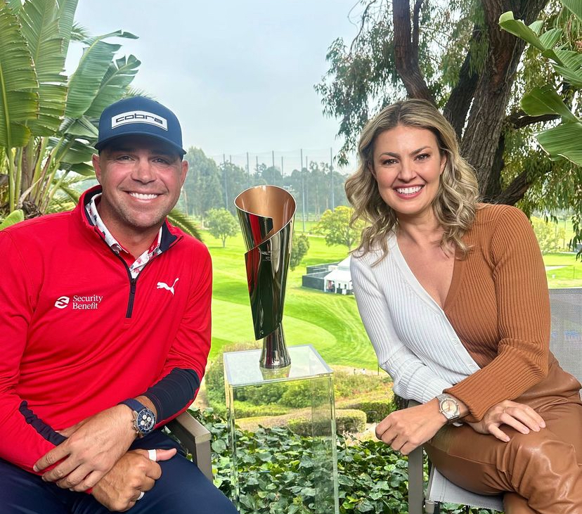 Amanda Balionis pictured without her wedding ring next to Gary Woodland.