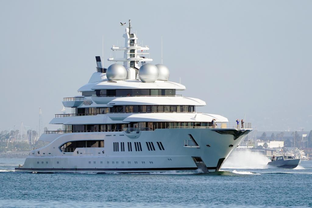 The super yacht Amadea sails into the San Diego Bay Monday, June 27, 2022, seen from Coronado, Calif.