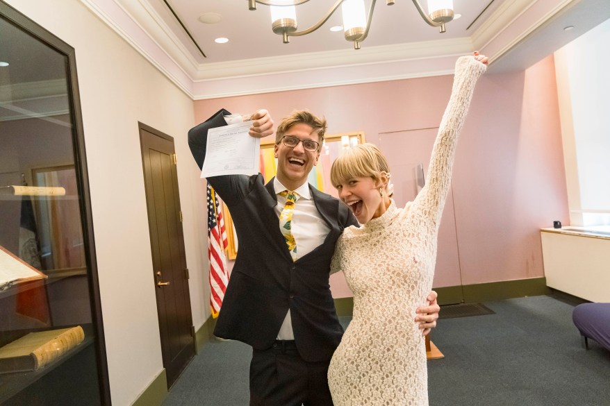 Katya Vladykina striking a pose after getting married.