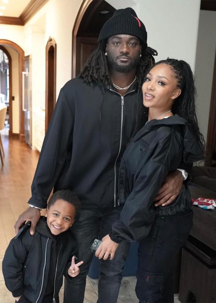 Rochelle Searight, girlfriend of 49ers wide receiver Brandon Aiyuk and their son.