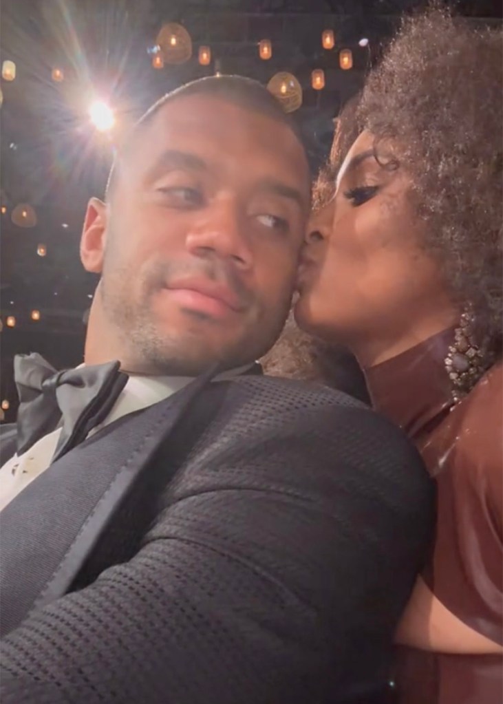 Denver Broncos quarterback Russell Wilson and his wife Ciara at the Screen Actors Guild Awards on Feb. 24, 2024 in Los Angeles, Ca.