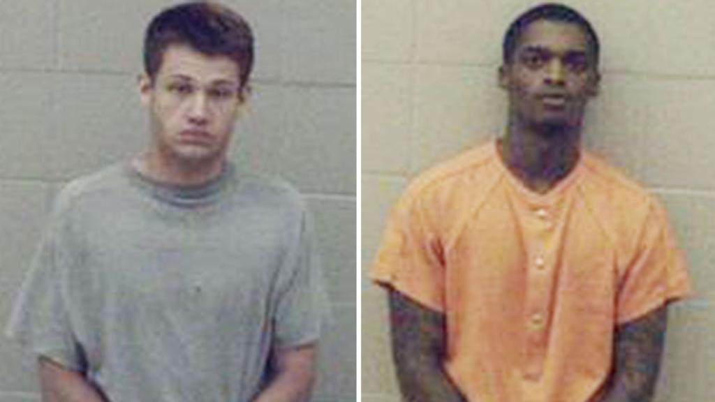 Arkansas fugitives Noah Roush, left, and Jatonia Bryant, right