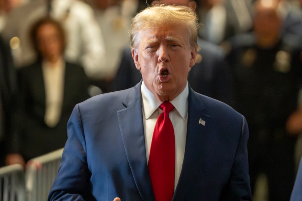 Donald Trump standing in court