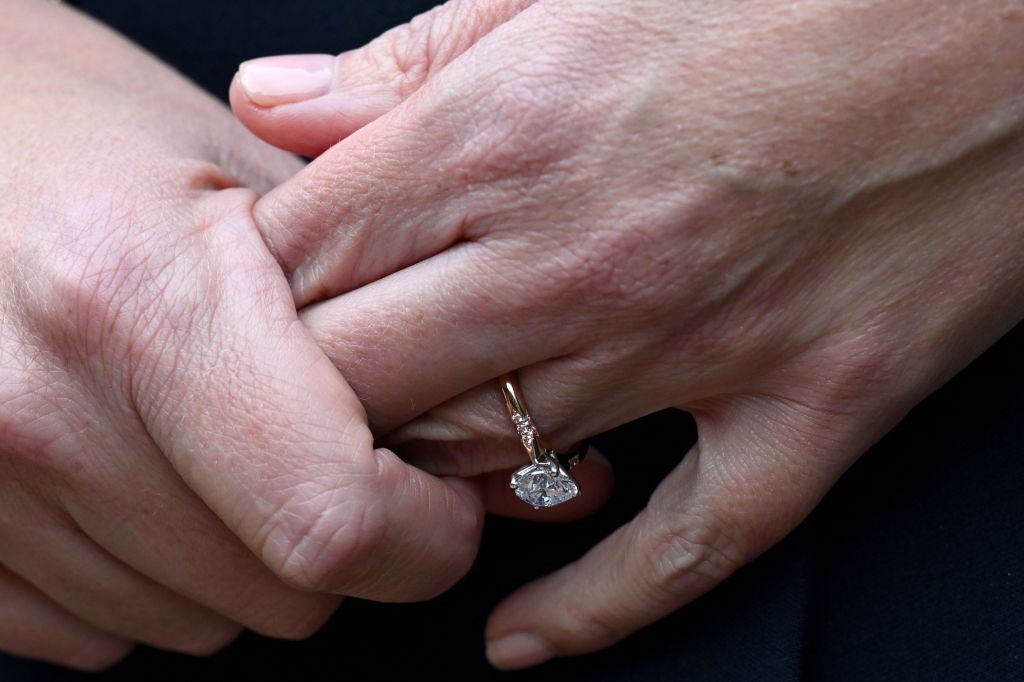 Haydon shows off her new ring following her engagement to Albanese at the Lodge in Canberra, Australia on Feb. 15, 2024.