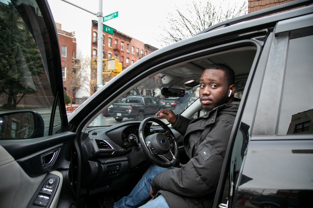 A man, Enjoy Newman, working at B&A Appliances where there have been complaints of a foul odor, in Brooklyn, New York City on February 22, 2024.