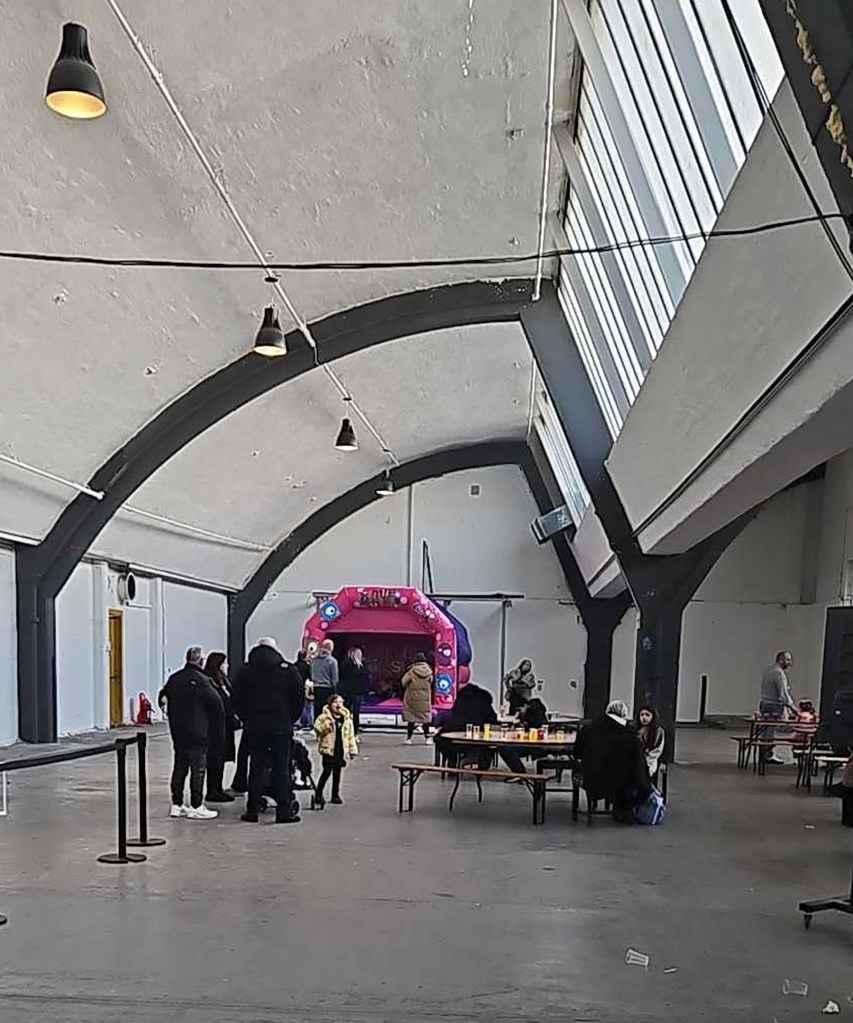 Families in the UK were outraged at a shambolic Willy Wonka themed event. These photos posted by a social media user show paltry decorations at a near-empty warehouse in Glasgow, where parents took their children expecting an exciting wonderland-style experience featuring lots of candy. Refunds have been given by organizers after the disastrous event which was slammed by visitors who paid $45 per ticket after being promised a âparadise of sweet treats". They had been lured to the venue for an "immersive Willy Wonka experience" by colorful AI ads which bore no resemblance to the disappointing reality. 28 Feb 2024 Pictured: general views of Willy Wonka Themed Event. Photo credit: Stuart Sinclair/LOCAL NEWSX/TMX / MEGA TheMegaAgency.com +1 888 505 6342

