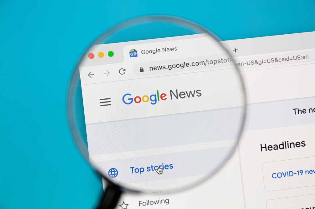 Google News website on a computer 