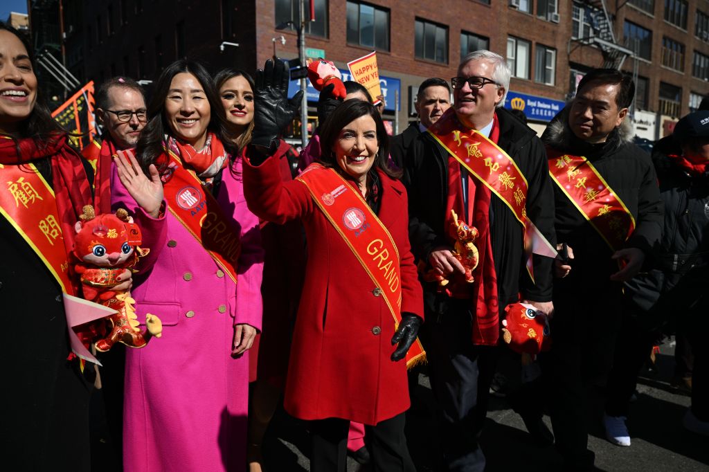 Governor Kathy Hochul marches in the Lunar New Year Parade.