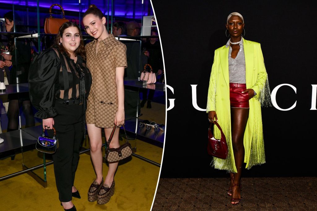 Beanie Feldstein, Maude Apatow, and Jodie Turner-Smith enjoy the Gucci opening.