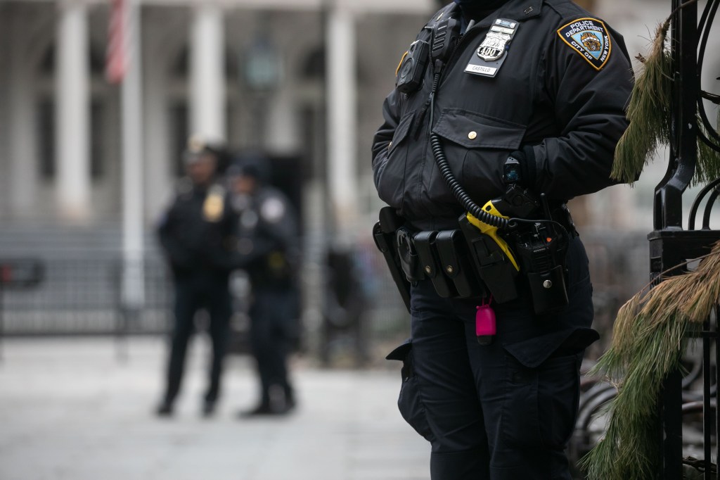 Police officers on the job in New York City.