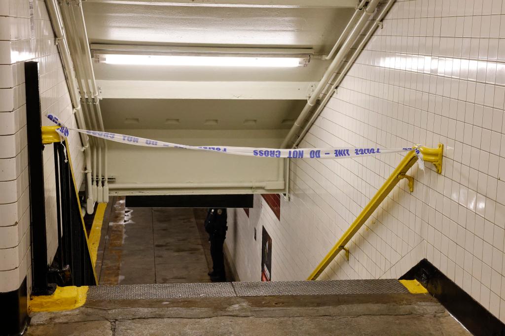 Police tape seen at Rockaway Station in Brooklyn Thursday