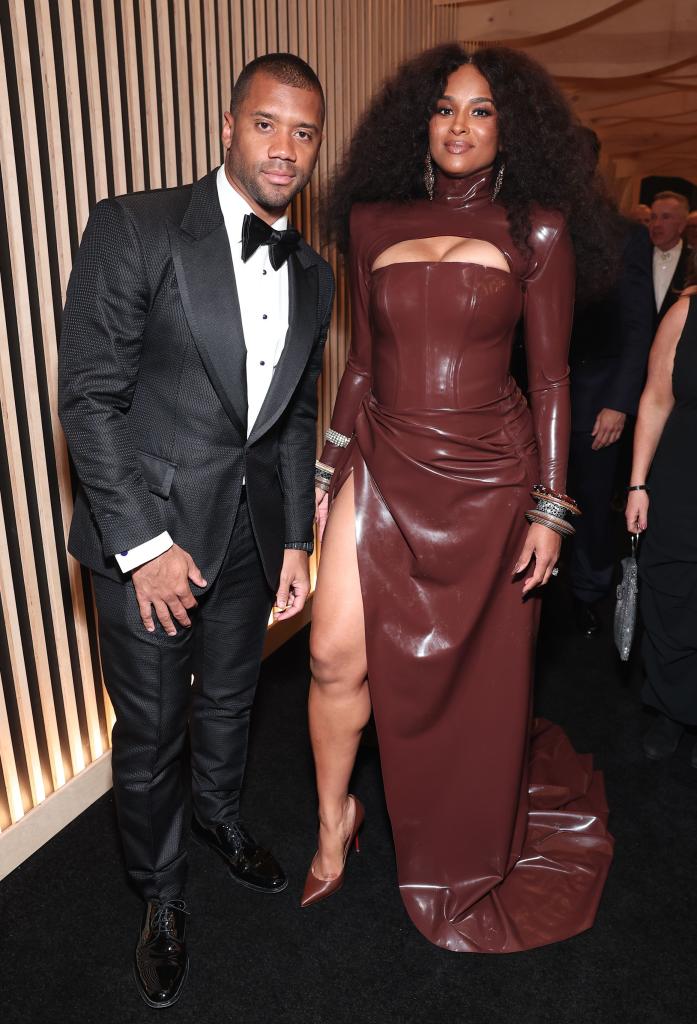 Russell Wilson and Ciara attend the 30th Annual Screen Actors Guild Awards at Shrine Auditorium and Expo Hall on February 24, 2024 in Los Angeles, California. 