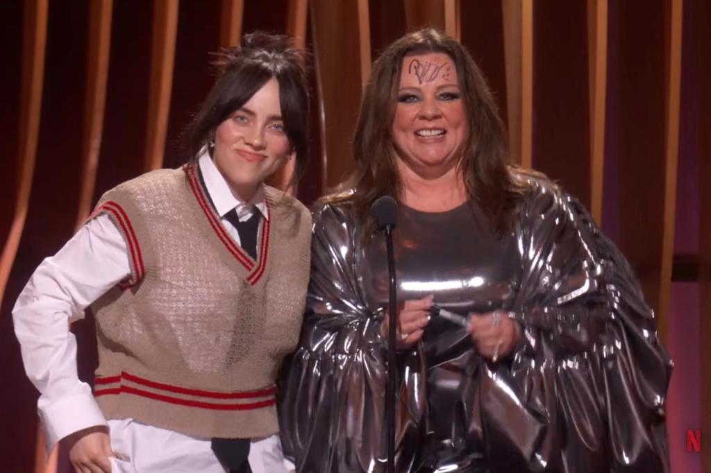 Billie Eilish and Melissa McCarthy got a good laugh when all was said and done after Eilish "signed" her forehead at the SAG Awards Saturday night.