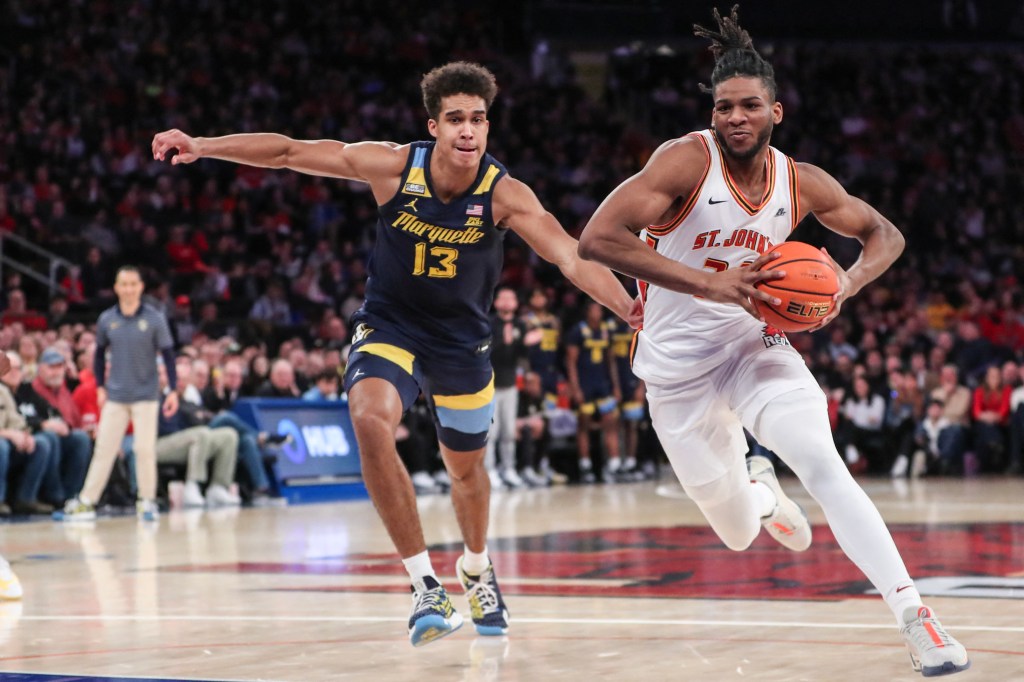 St. John's big man Zuby Ejiofor (r.)