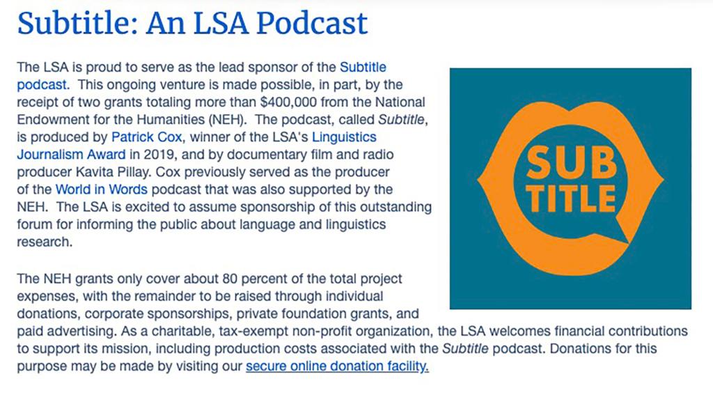 Subtitle: an LSA podcast