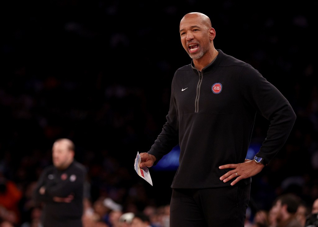 Pistons coach Monty Williams was not pleased with the non-call.