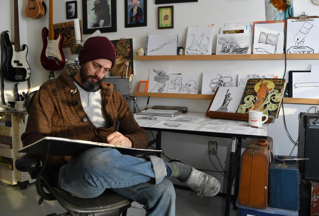 Rusty Zimmerman in his studio. 