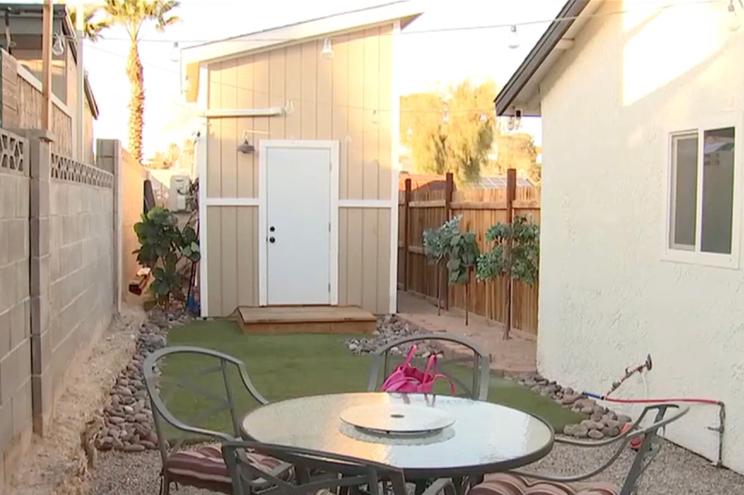 The unit comes with a small backyard to match.