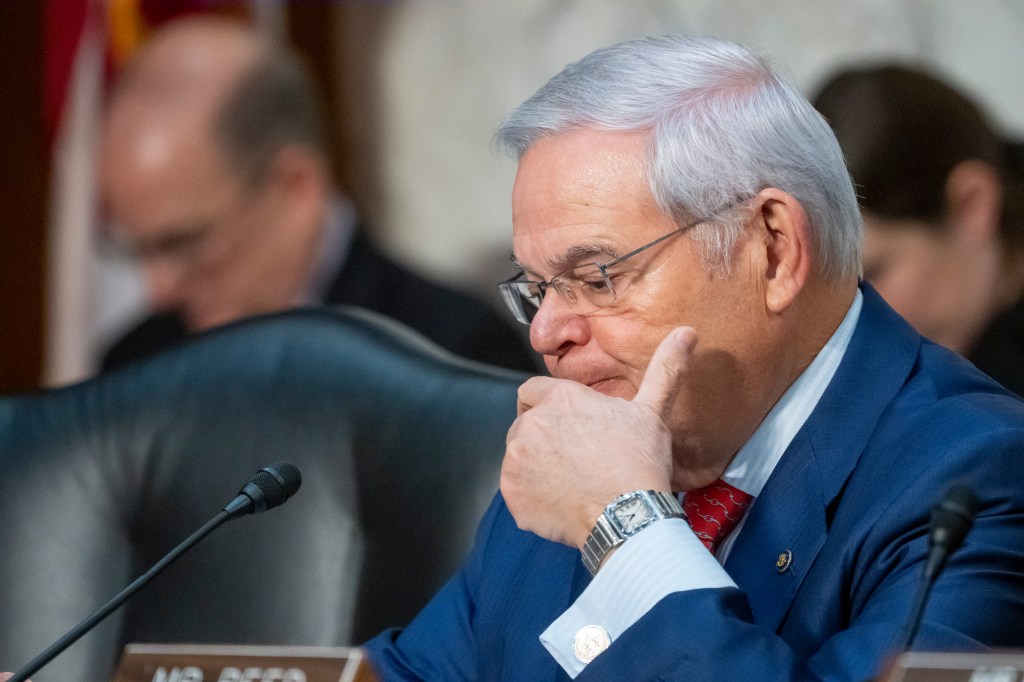 Sen. Bob Menendez (D-NJ) waits to speak during a Senate Banking, Housing, and Urban Affairs Committee oversight hearing, Dec. 6, 2023, in Washington.