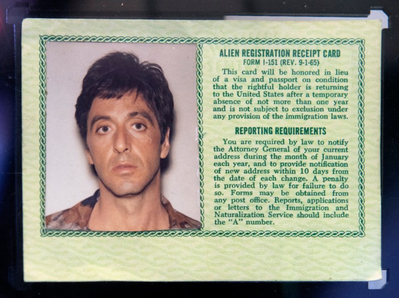 Tony Montana's (Al Pacino) Green Card from "Scarface" (1983)