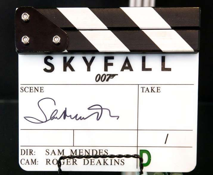 Sam Mendes-autographed insert clapperboard from "Skyfall" (2012)