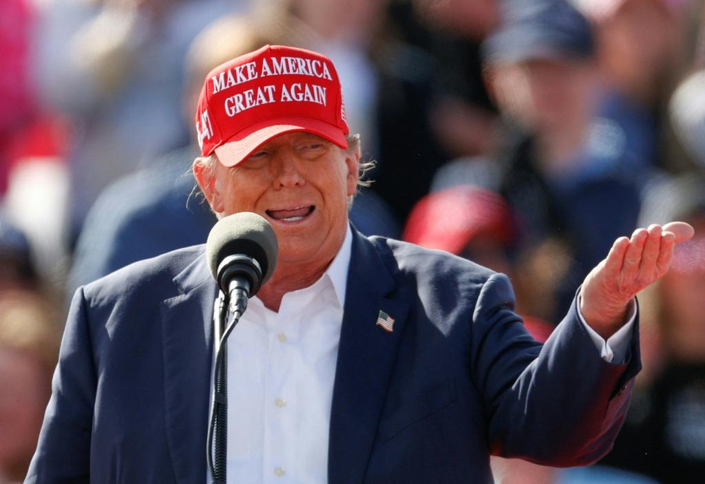 Donald Trump speaks during a Buckeye Values PAC Rally in Vandalia, Ohio, on March 16, 2024.