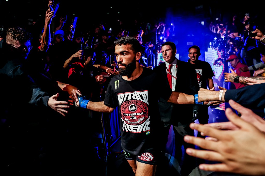 Patricio Pitbull walks out to the cage before facing Sergio Pettis on June 16, 2023, in Chicago.