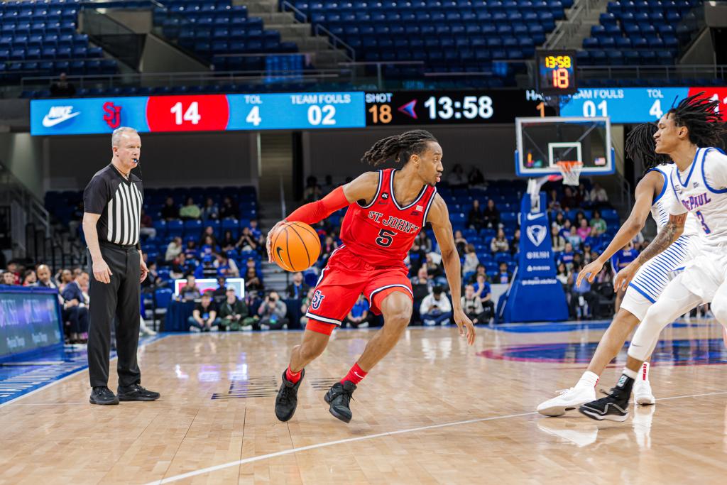 St. John's Daniss Jenkins looks to attack the basket against DePaul on Tuesday.