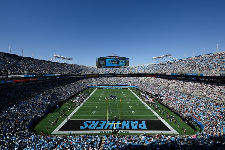 Bank of American stadium, shot from above, in Charlotte, North Carolina.