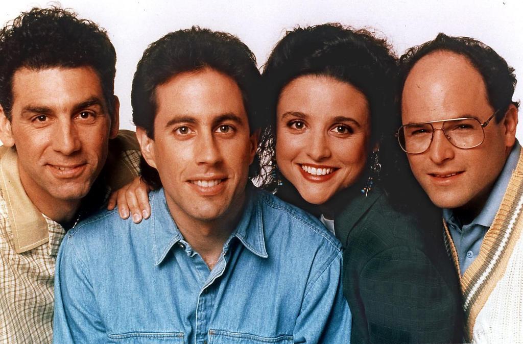 Cast of the television comedy show 'Seinfeld', from left: Michael Richards, Jerry Seinfeld, Julia Louis-Dreyfus and Jason Alexander, posing for a photo.