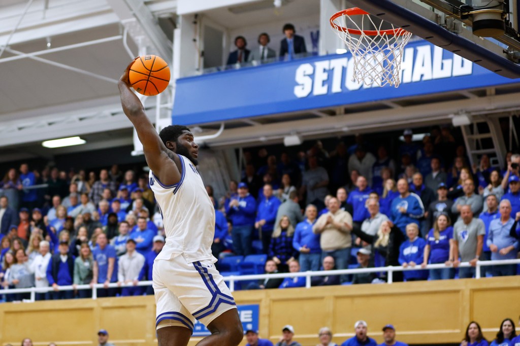 Dylan Addae-Wusu #0 of the Seton Hall Pirates goes up for a dunk against the UNLV Rebels on Wednesday. 