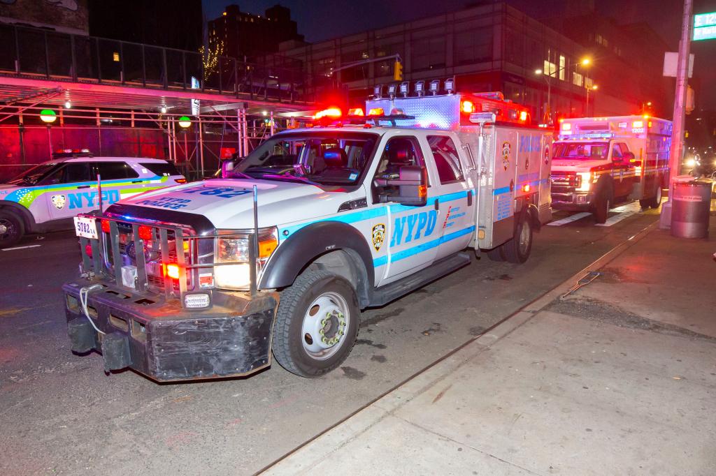 FDNY, EMT's and MTA and NYPD at the scene of a person hit  and killed by the uptown 5 trai