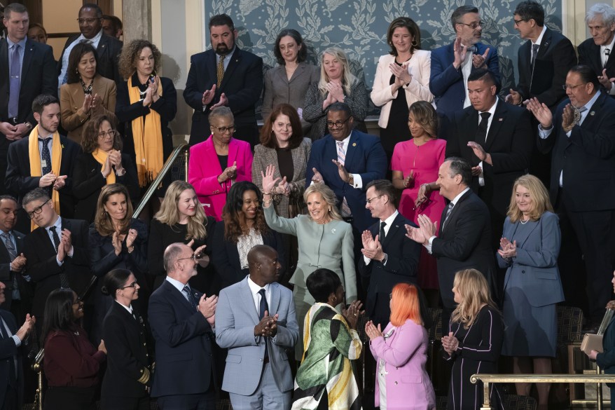 First Lady Jill Biden arriving at Congress for the State of the Union Address, March 2024.