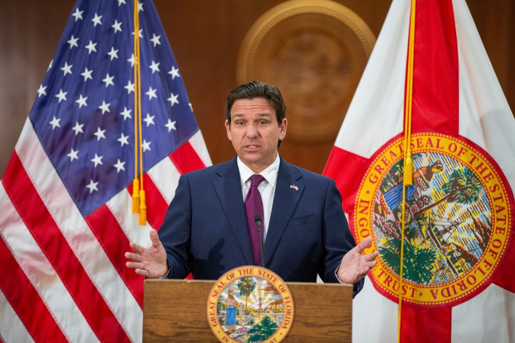 Florida Gov. Ron DeSantis gives brief remarks at the end of the 2024 Florida Legislative Session on March 8.