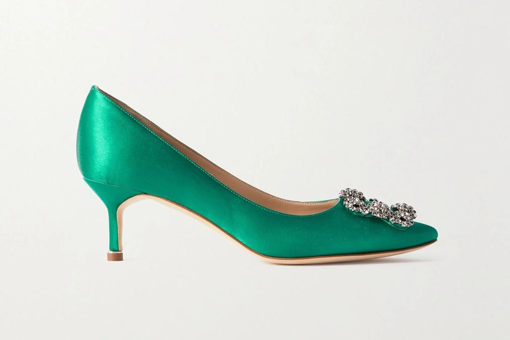 An image of green Manolo Blahnik kitten heels