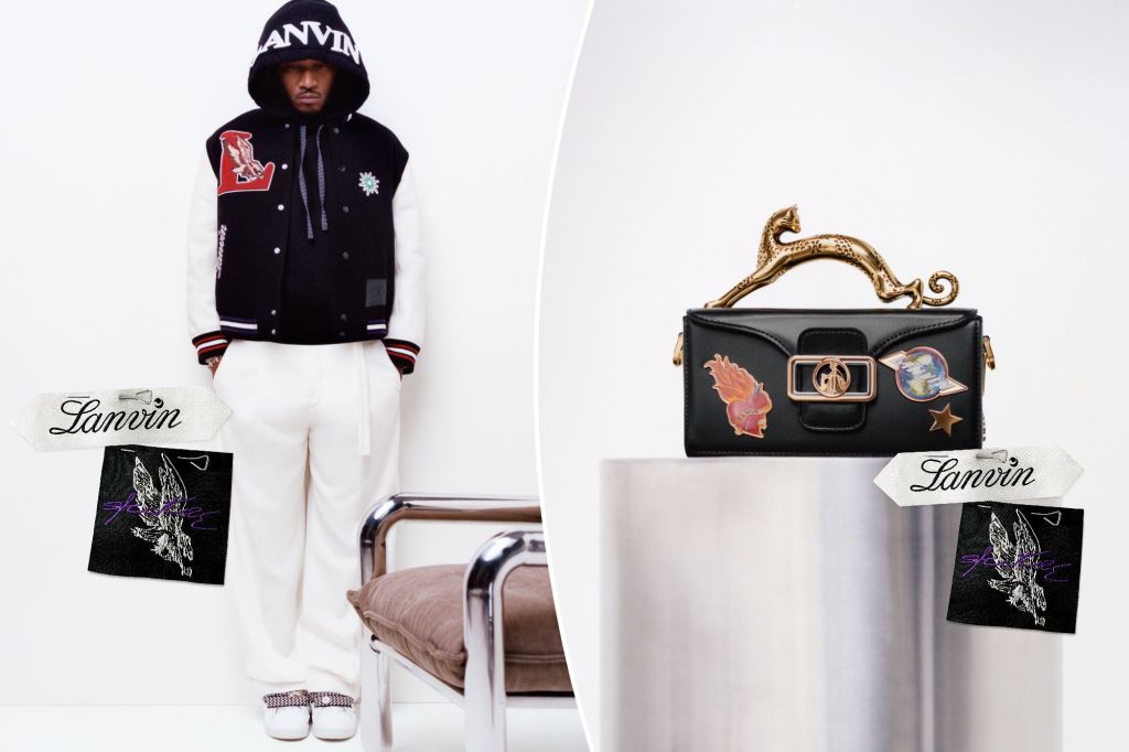 Rapper Future poses with items from his capsule collection with Lanvin