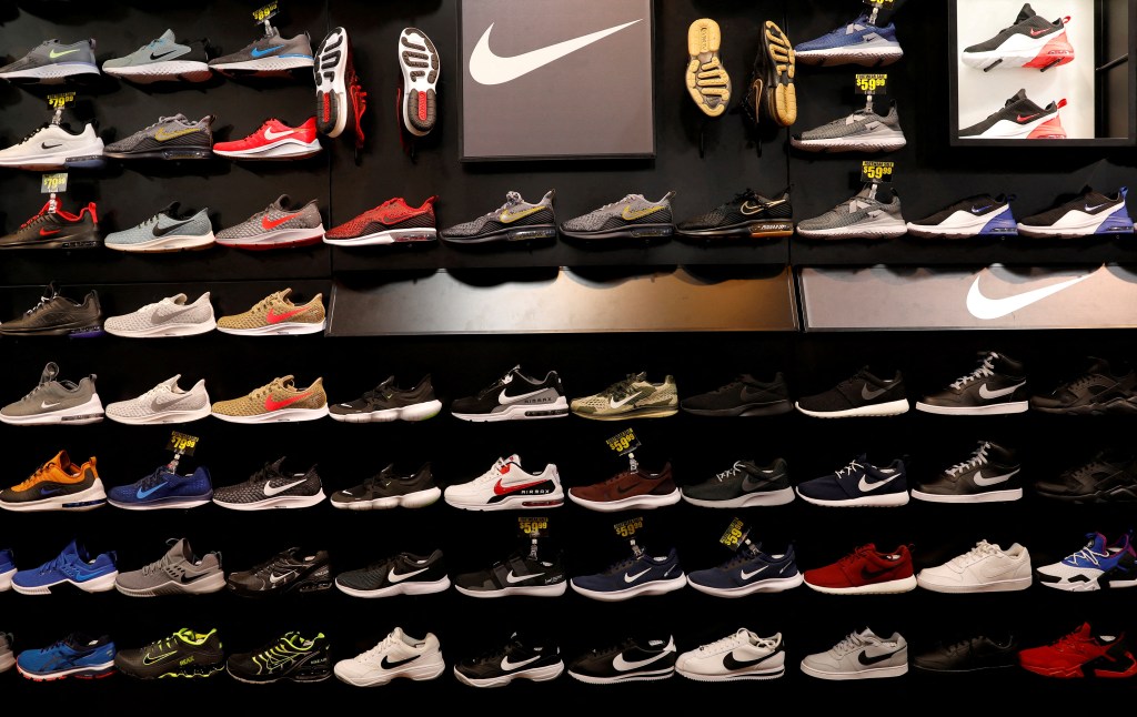 Nike shoes on display