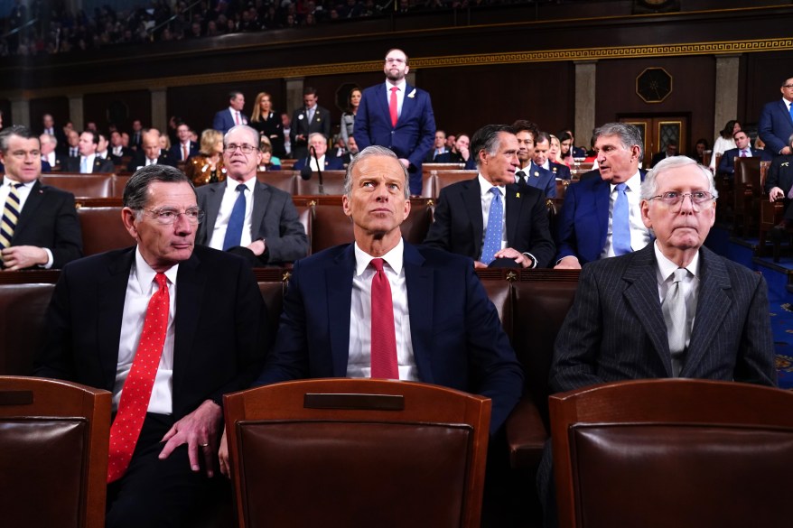 Republican Senators John Barrasso, John Thune and Senate Minority Leader Mitch McConnell.