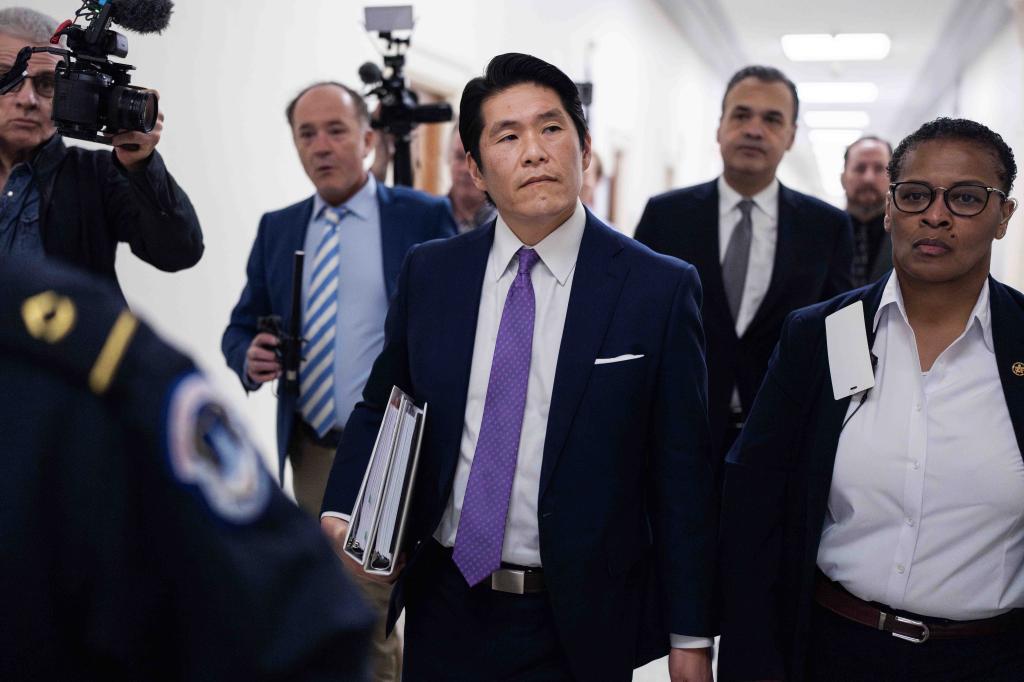 Special Counsel Robert K. Hur arrives to testify during the House Judiciary Committee hearing in Washington DC.