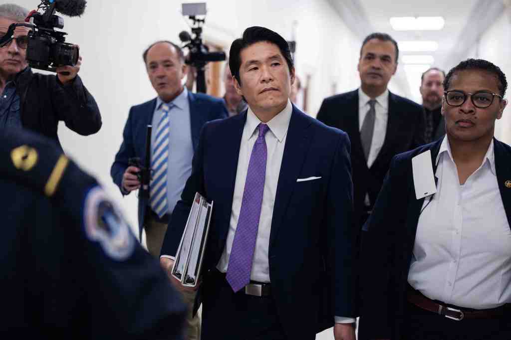 Special Counsel Robert K. Hur arrives to testify during the House Judiciary Committee hearing in Washington DC.