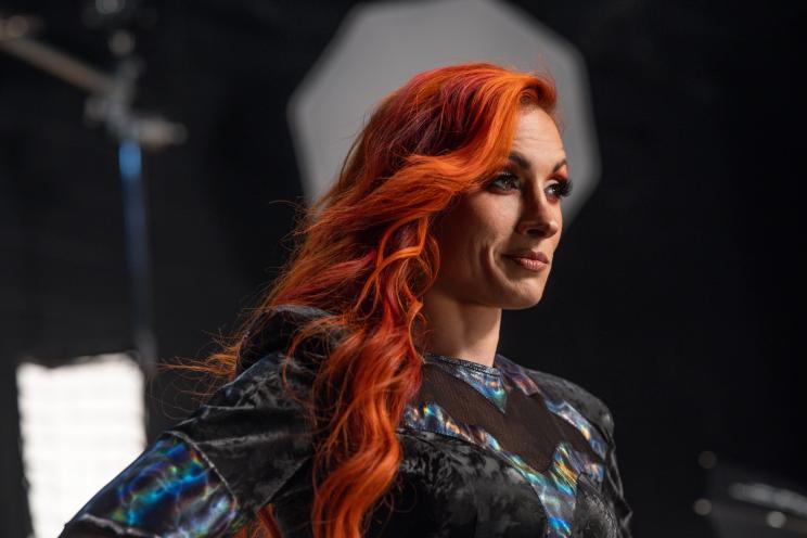 becky lynch in a black jacket wwe