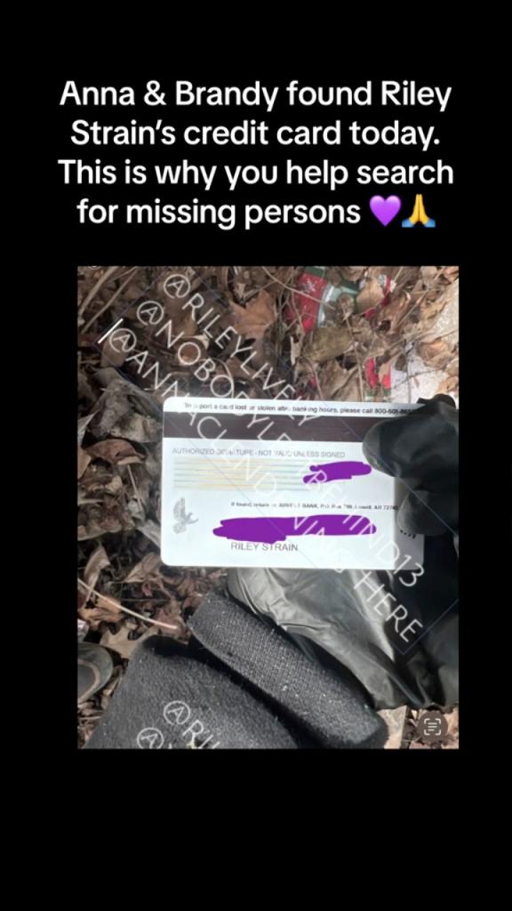 Chris Dingman, a family friend and spokesperson for the Strain family, confirmed that the 22-year-old's card was found Sunday under a pile of leaves near Gay Street and the Cumberland River.