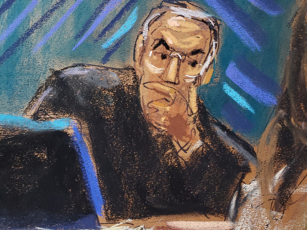 Court sketch of Judge Lewis Kaplan.