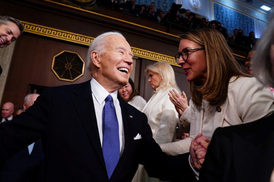 Joe Biden arrives at the US Capitol for his third State of the Union address to a joint session of Congress in 2024.