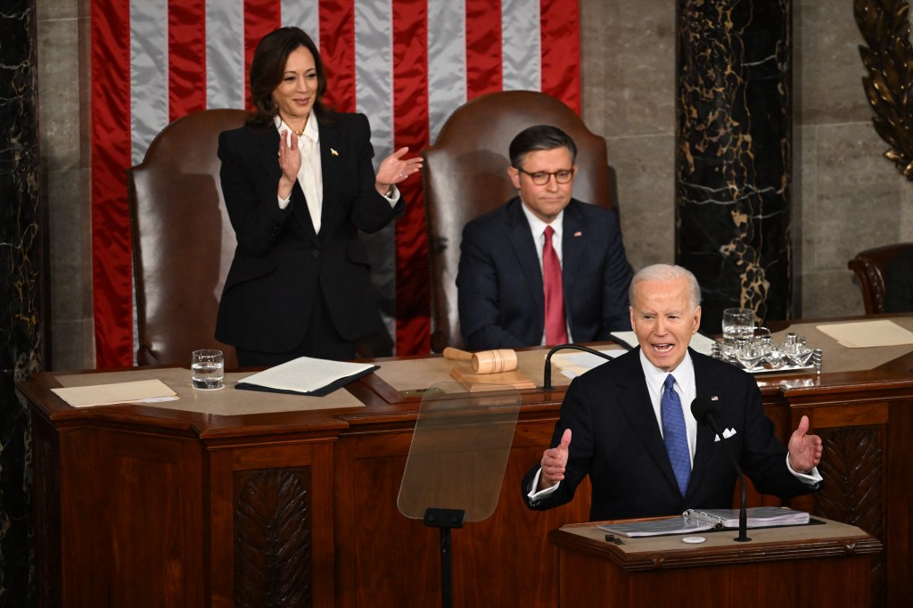 President Joe Biden delivers the State of the Union address in the House Chamber of the US Capitol.