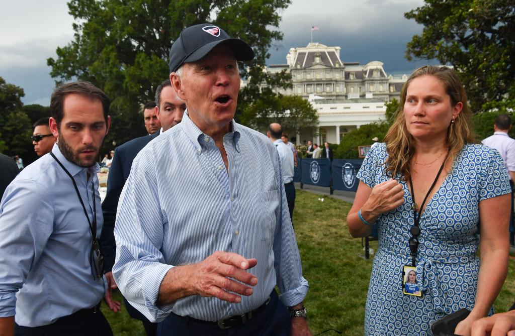 Joe Biden and Annie Tomasini standing outside during the White House Congressional Picnic in Washington DC