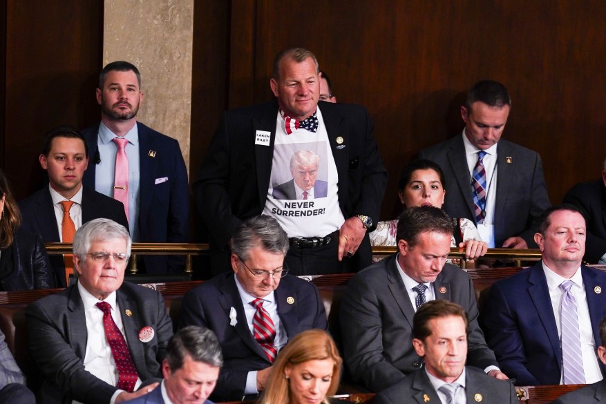 Troy Nehls wears a t-shirt of former US President Donald Trump.