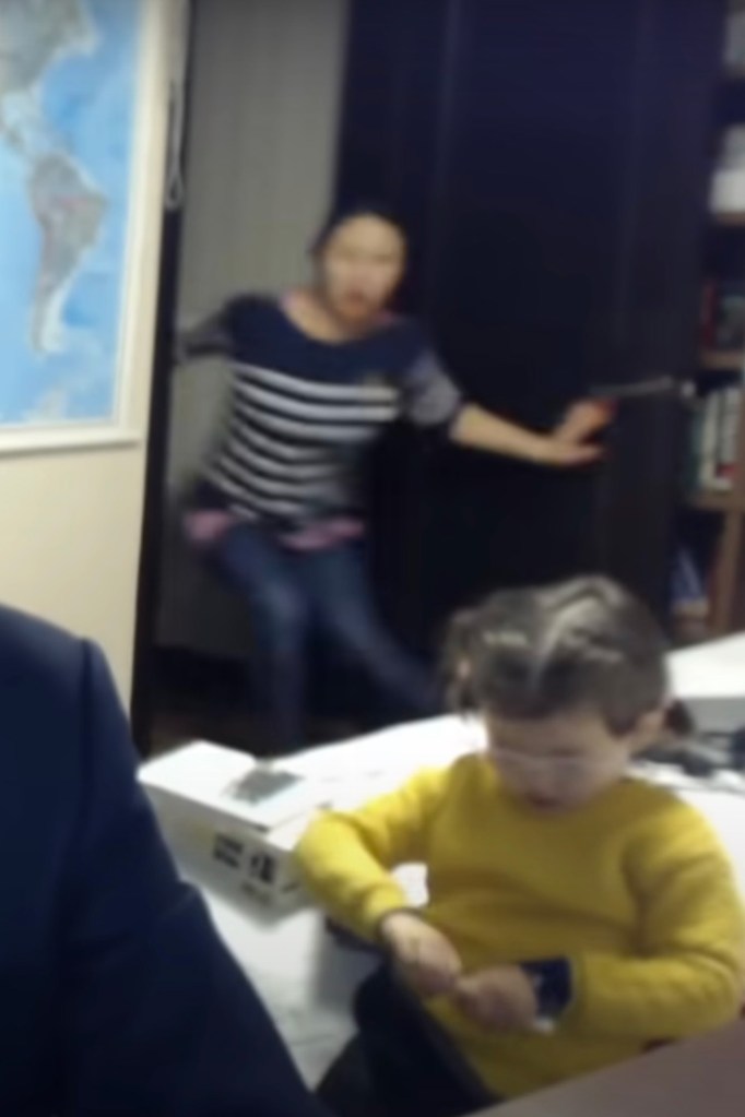 Kelly's wife, Jung-A, ran into the room to grab her kids while Kelly was on the air live with the BBC in March 2017.