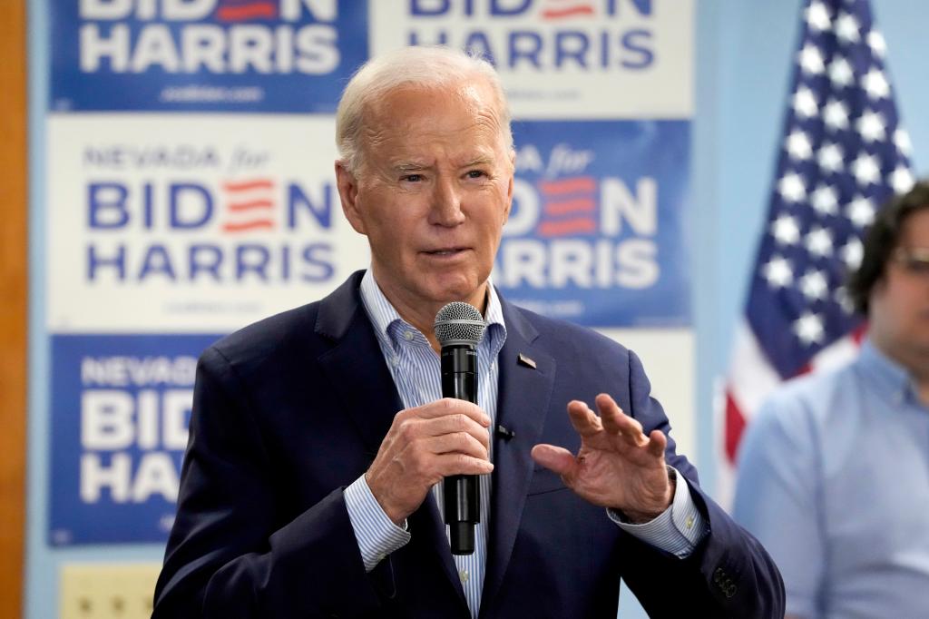 President Joe Biden speaks at the Washoe Democratic Party Office in Reno, Nev., March 19, 2024. 